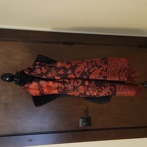 Red and Black Patterned Scarf